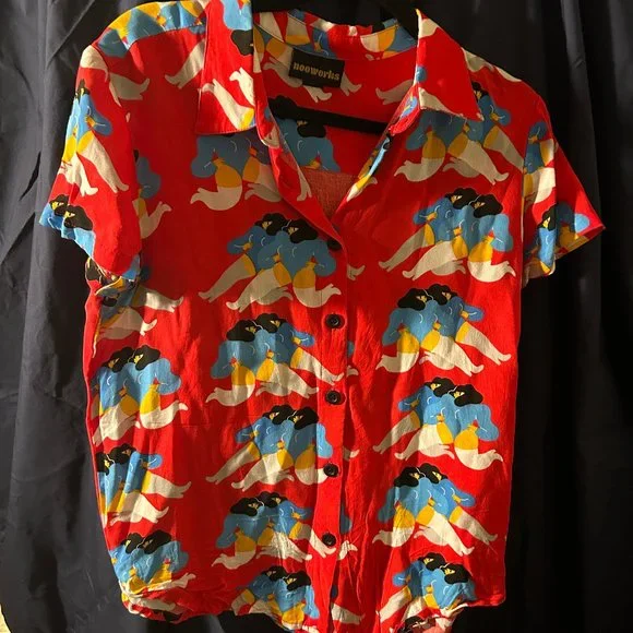 Nooworks RARE Dancing Ladies Button Up Size Large - Picture 1 of 12